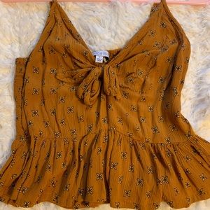 Women’s self tie floral flounce tank